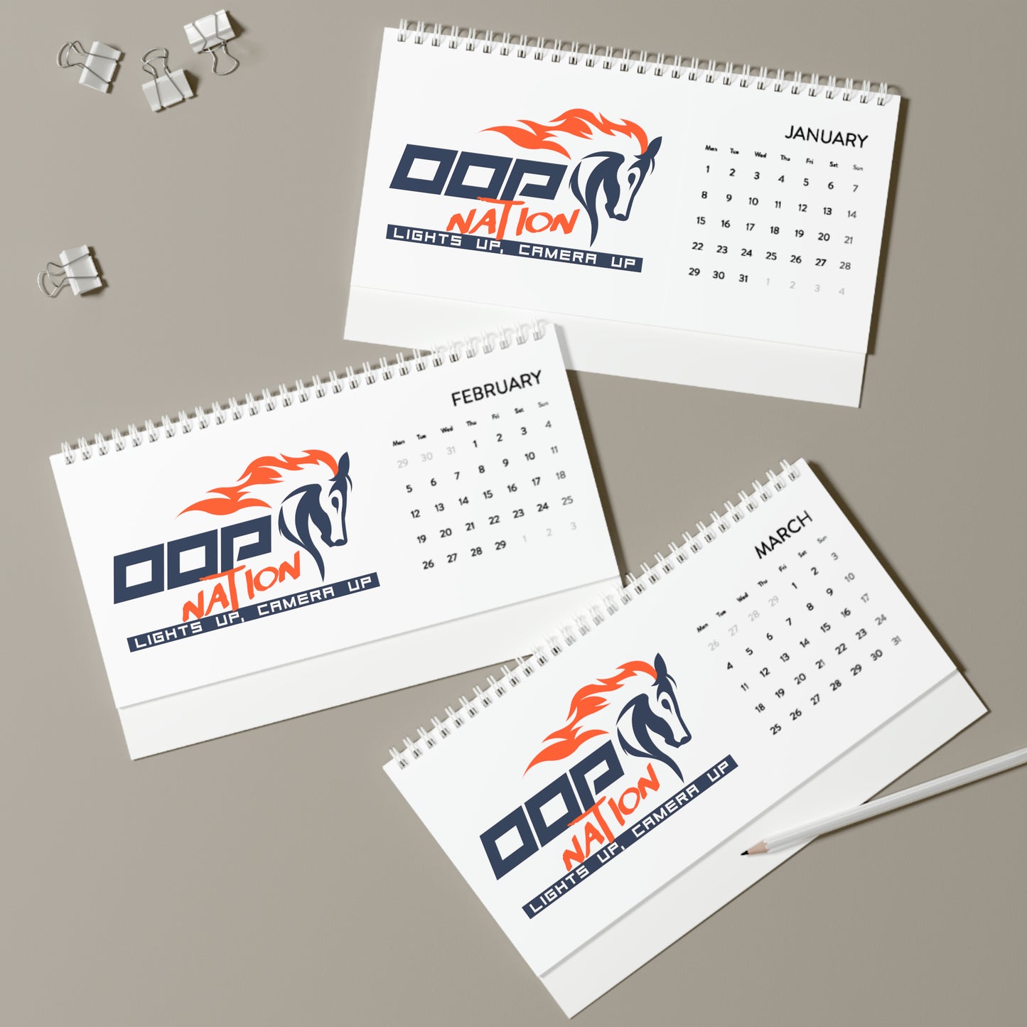 Oop Nation Desk Calendar (2024 grid)