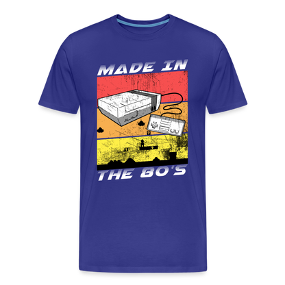 GU 'Made in the 80's' Men’s Premium Organic T-Shirt  - White - royal blue