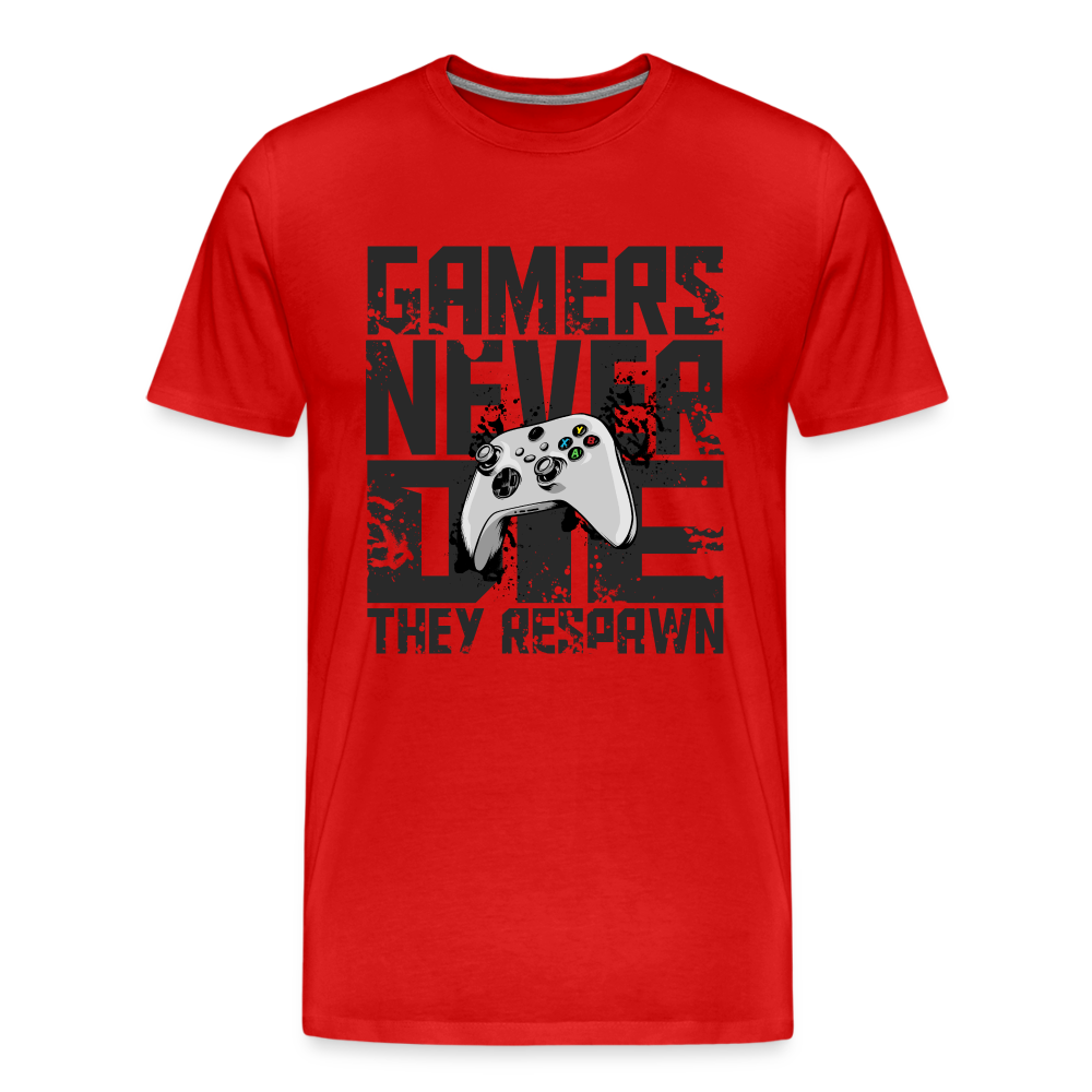 GU 'Gamers Never Die' Men’s Premium Organic T-Shirt - XBOX - red