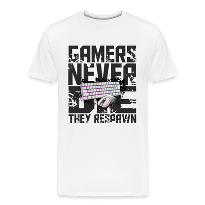 GU 'Gamers Never Die' Men’s Premium Organic T-Shirt  - M&K - white