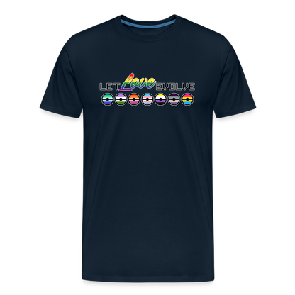 GU 'Let Love Evolve' 🌈❤️ Pride Month Men’s Organic T-Shirt - deep navy