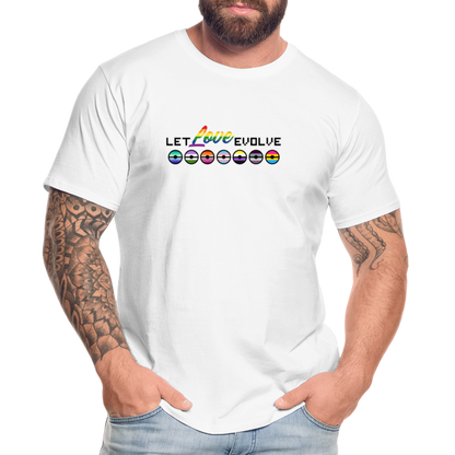 GU 'Let Love Evolve' 🌈❤️ Pride Month Men’s Organic T-Shirt - white