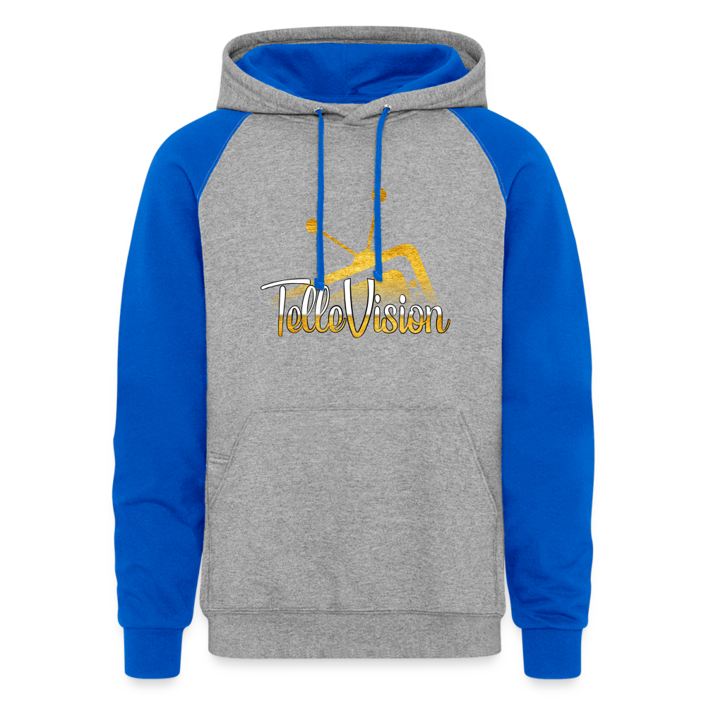 TelleVision Unisex Colorblock Hoodie - heather grey/royal