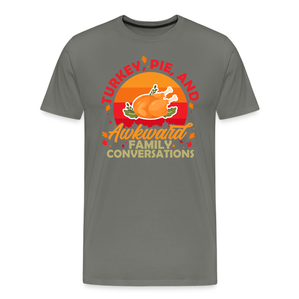 Adult GU 'Turkey and Pie' Premium T-Shirt - asphalt gray