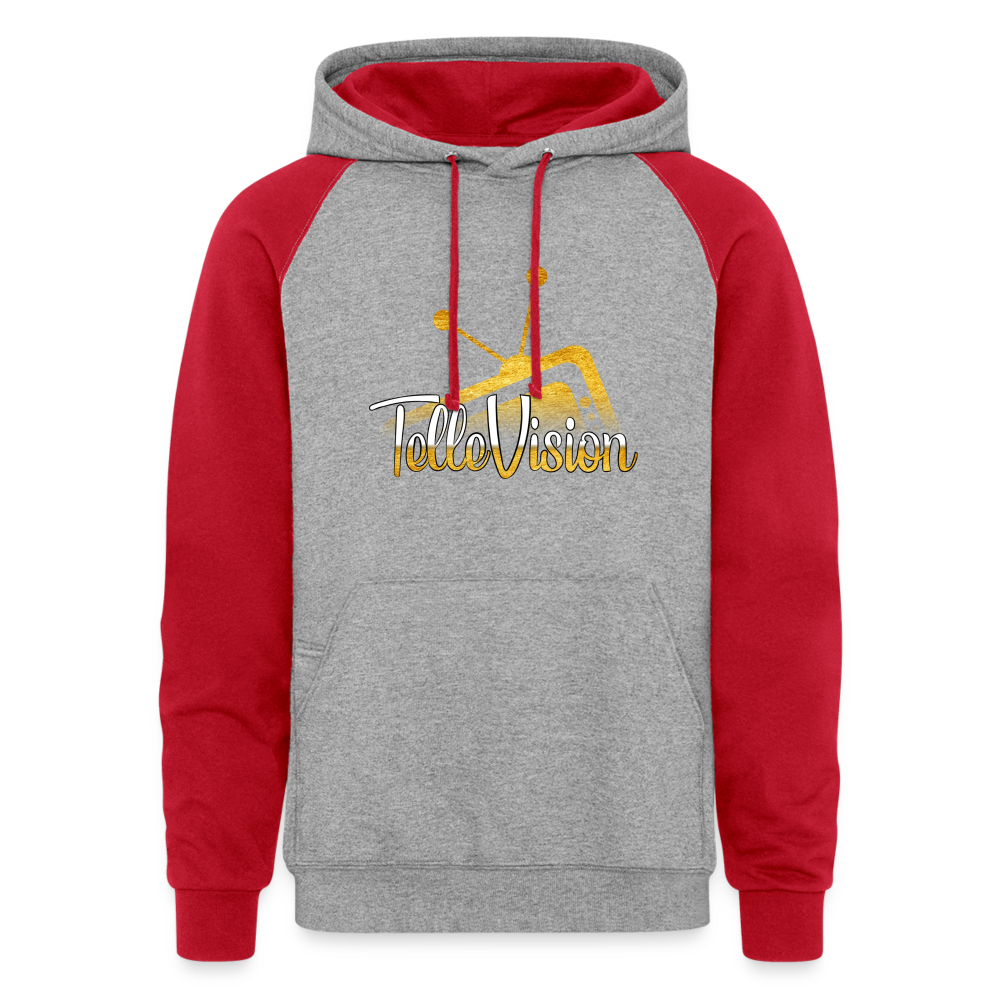 TelleVision Unisex Colorblock Hoodie - heather grey/red