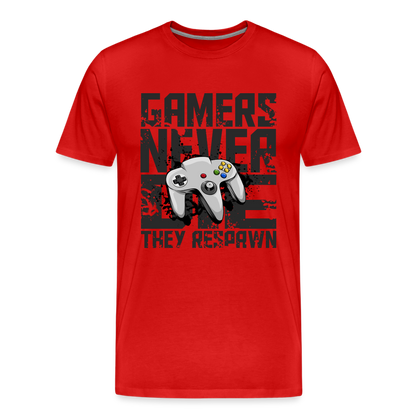 GU 'Gamers Never Die' Men’s Premium Organic T-Shirt  - N641 - red