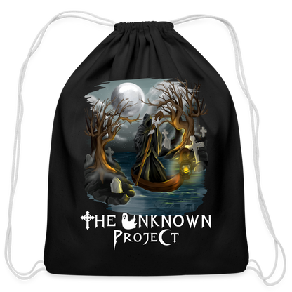 'The Unknown Project' Cotton Drawstring Bag - black