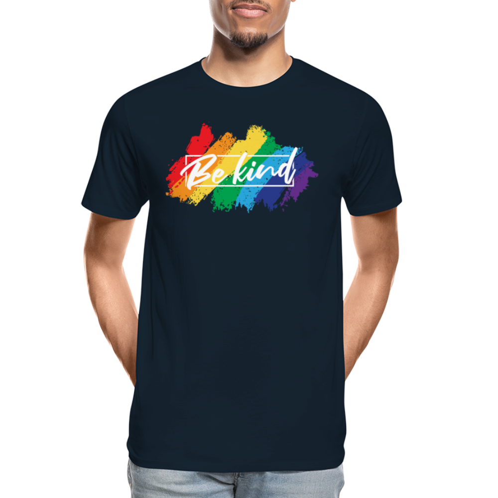 GU 'Be Kind' 🌈❤️ Pride Month Men’s Organic T-Shirt - deep navy