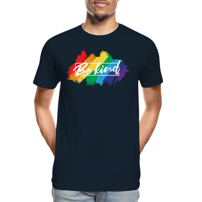 GU 'Be Kind' 🌈❤️ Pride Month Men’s Organic T-Shirt - deep navy