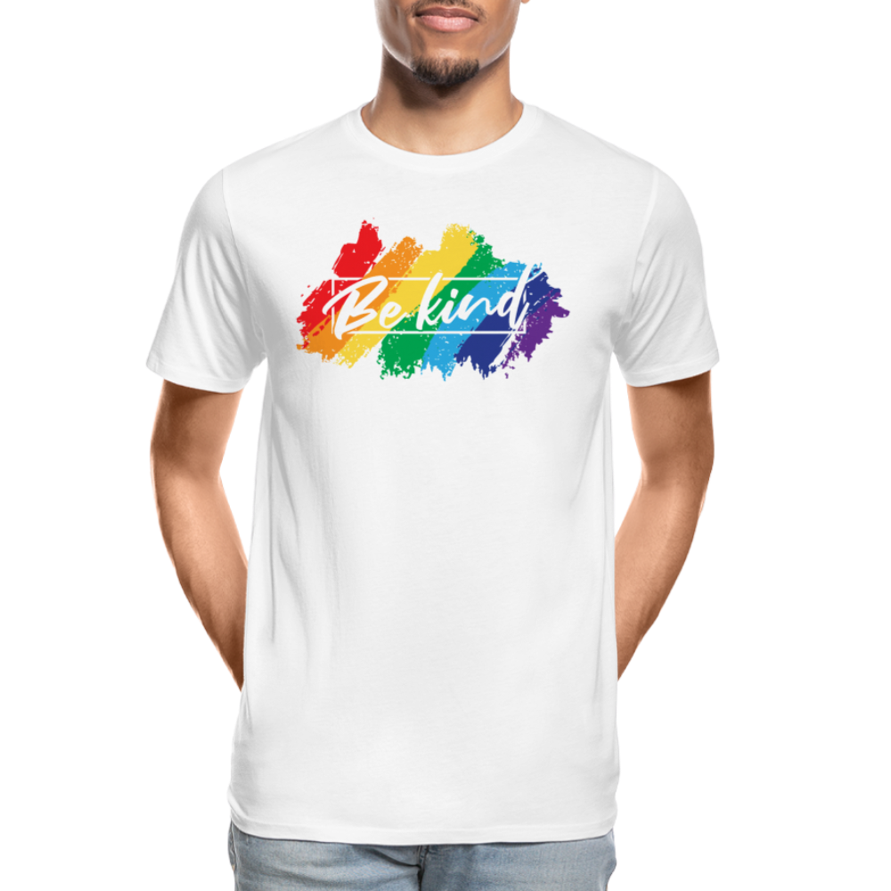 GU 'Be Kind' 🌈❤️ Pride Month Men’s Organic T-Shirt - white