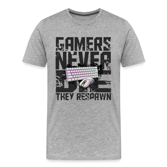 GU 'Gamers Never Die' Men’s Premium Organic T-Shirt  - M&K - heather gray