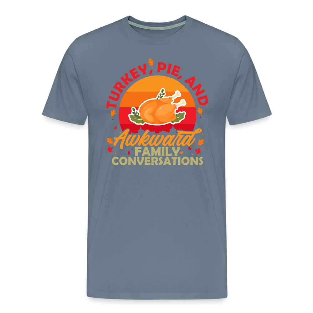 Adult GU 'Turkey and Pie' Premium T-Shirt - steel blue