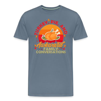 Adult GU 'Turkey and Pie' Premium T-Shirt - steel blue