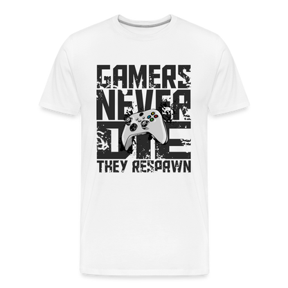 GU 'Gamers Never Die' Men’s Premium Organic T-Shirt - XBOX - white