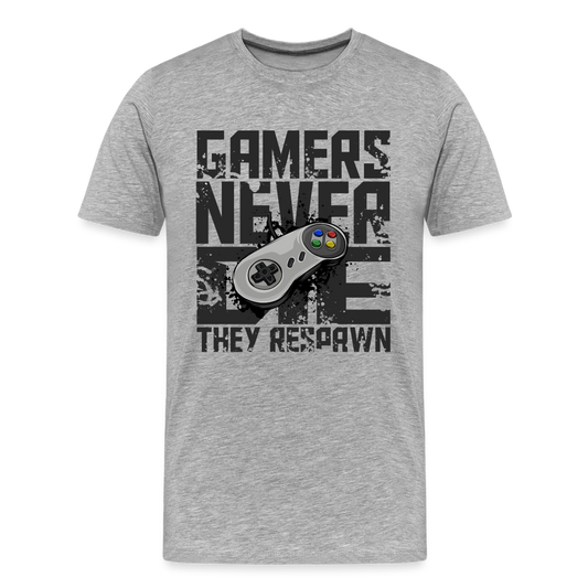 GU 'Gamers Never Die' Men’s Premium Organic T-Shirt  - N64 - heather gray