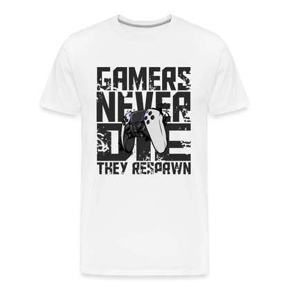 GU 'Gamers Never Die' Men’s Premium Organic T-Shirt  - PS5 - white