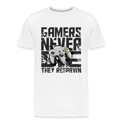 GU 'Gamers Never Die' Men’s Premium Organic T-Shirt  - N641 - white