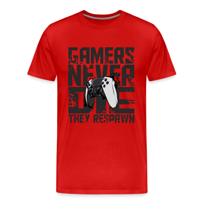 GU 'Gamers Never Die' Men’s Premium Organic T-Shirt  - PS5 - red