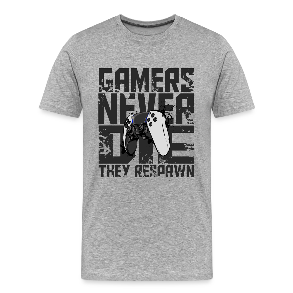 GU 'Gamers Never Die' Men’s Premium Organic T-Shirt  - PS5 - heather gray