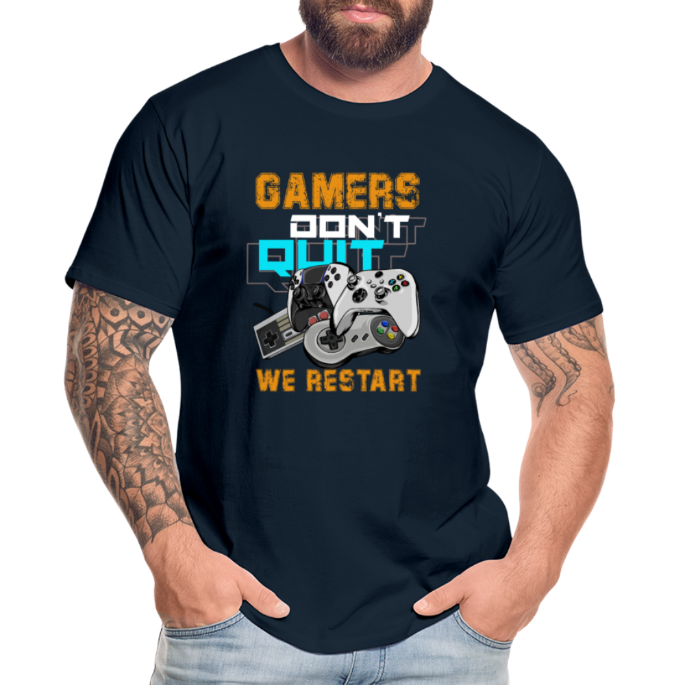 GU 'Gamers Don't Quit' Men’s Premium Organic T-Shirt - deep navy