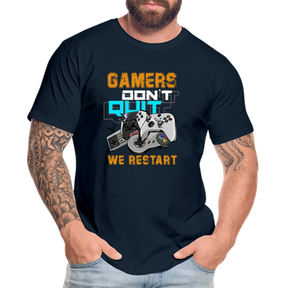 GU 'Gamers Don't Quit' Men’s Premium Organic T-Shirt - deep navy