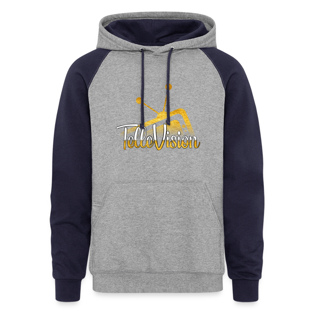 TelleVision Unisex Colorblock Hoodie - heather gray/navy