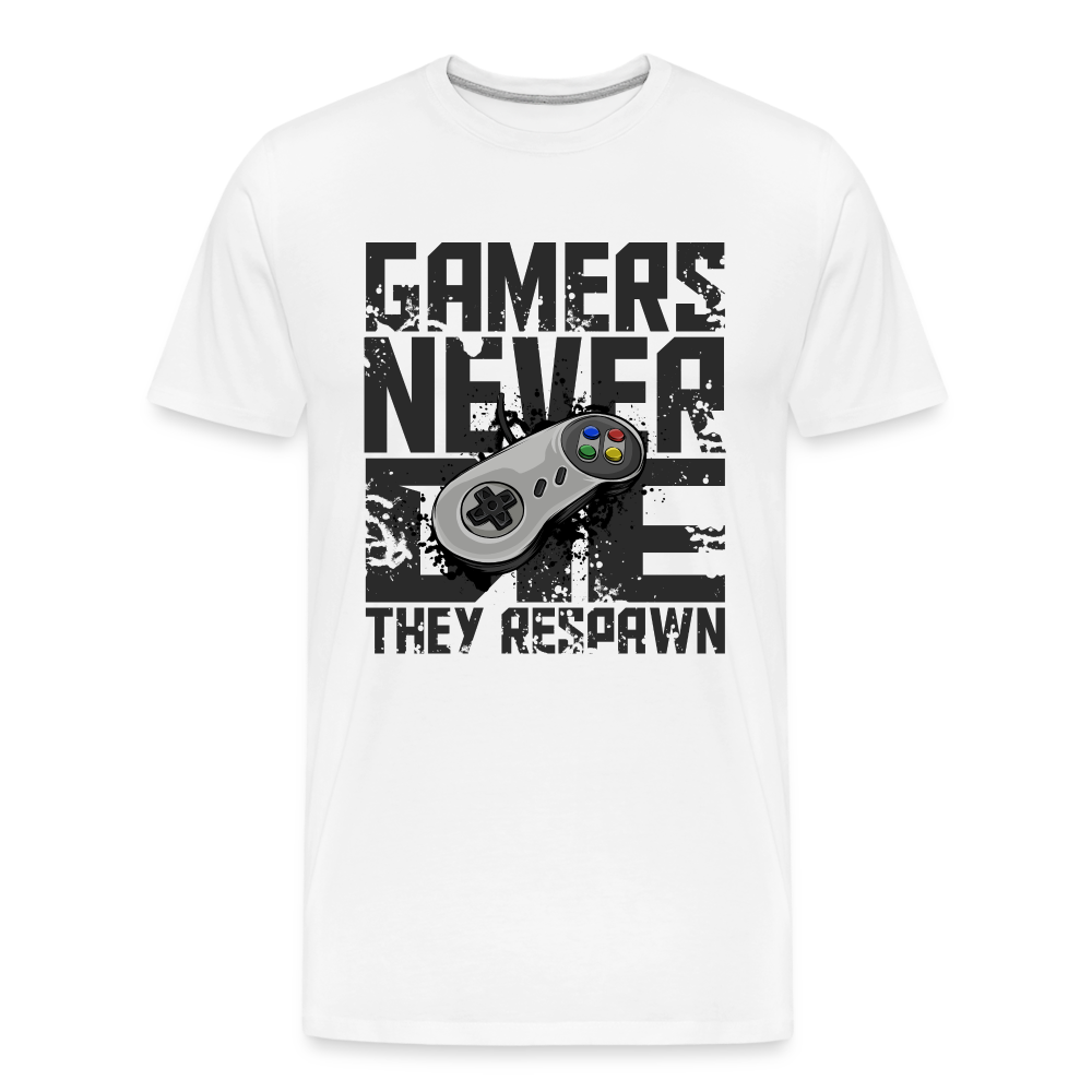 GU 'Gamers Never Die' Men’s Premium Organic T-Shirt  - N64 - white