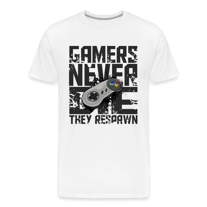 GU 'Gamers Never Die' Men’s Premium Organic T-Shirt  - N64 - white