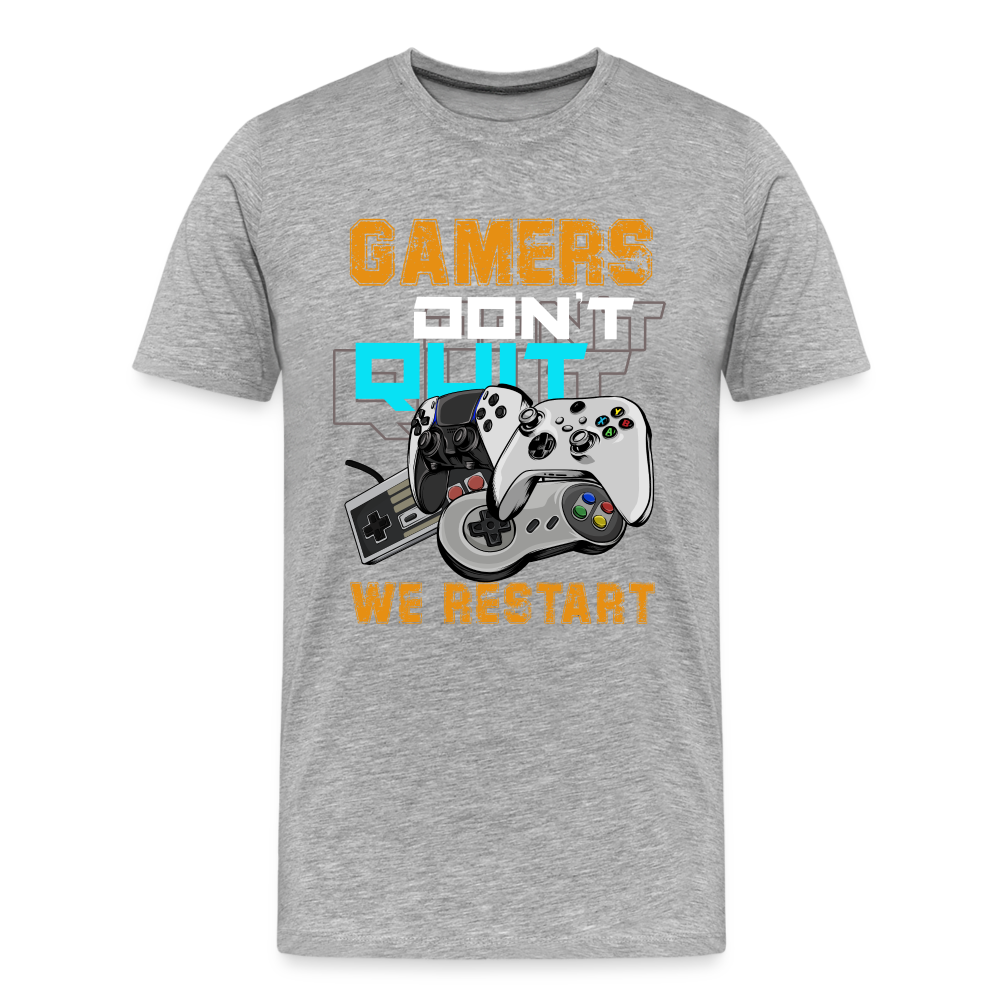 GU 'Gamers Don't Quit' Men’s Premium Organic T-Shirt - heather gray