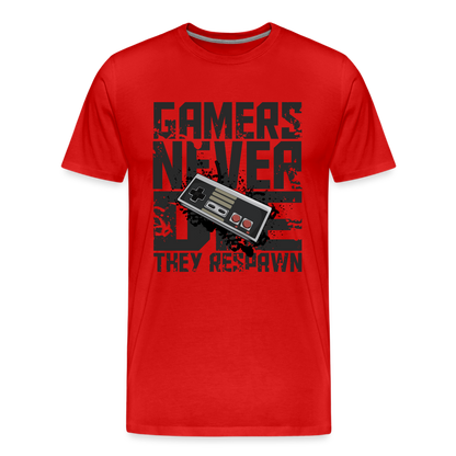 GU 'Gamers Never Die' Men’s Premium Organic T-Shirt  - NES - red