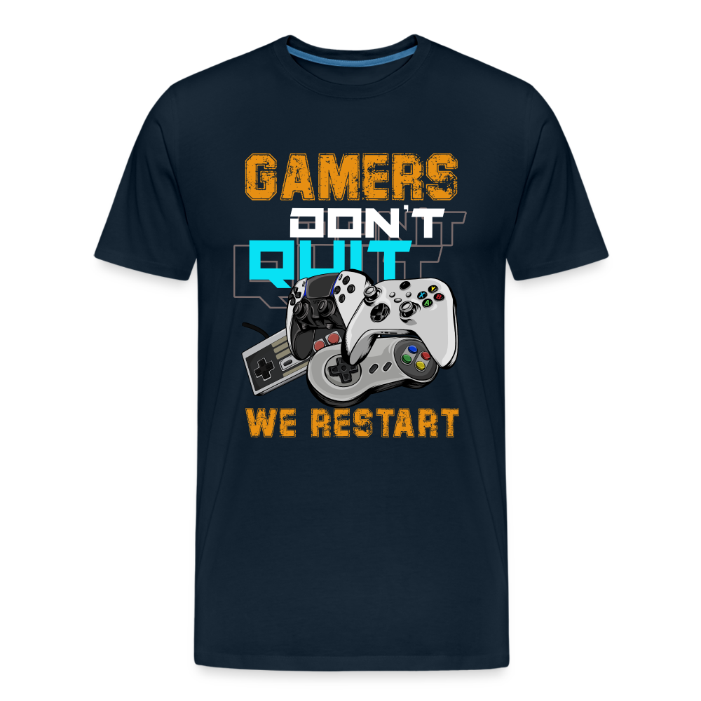 GU 'Gamers Don't Quit' Men’s Premium Organic T-Shirt - deep navy