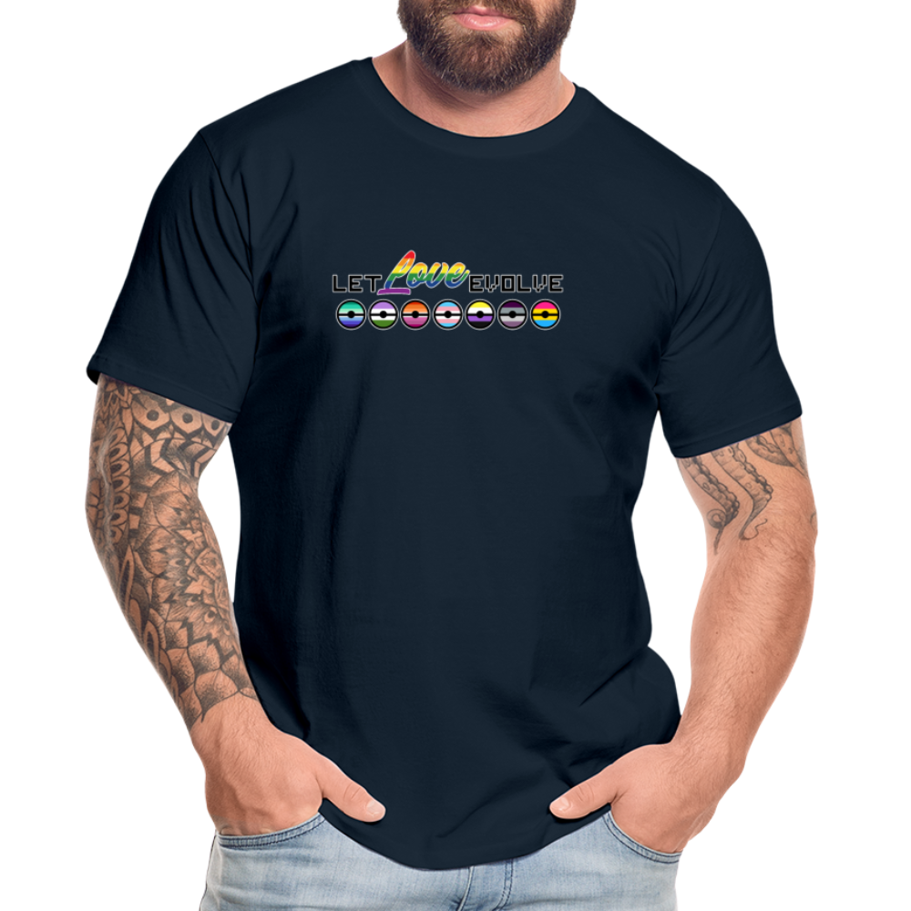 GU 'Let Love Evolve' 🌈❤️ Pride Month Men’s Organic T-Shirt - deep navy