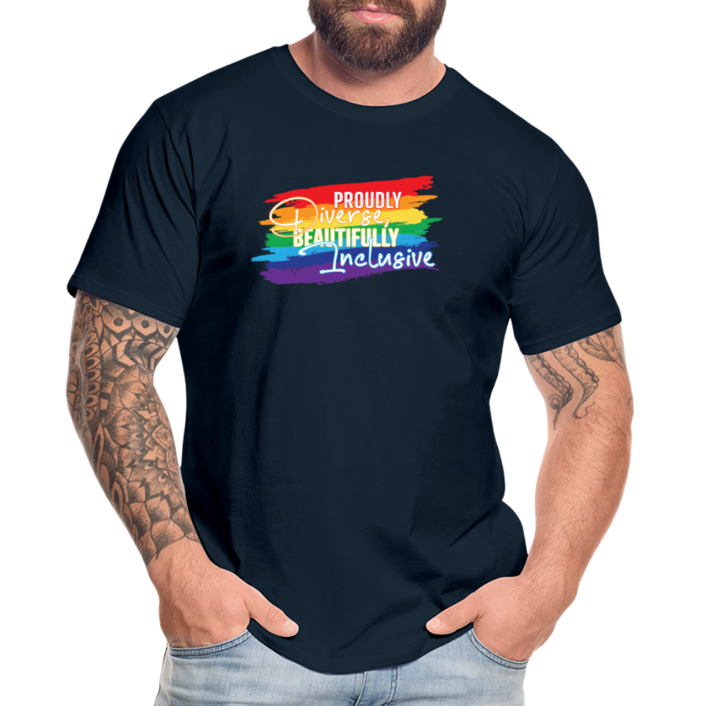 GU 'Diverse And Inclusive' 🌈❤️ Pride Month Men’s Organic T-Shirt - deep navy