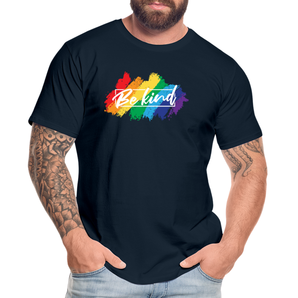 GU 'Be Kind' 🌈❤️ Pride Month Men’s Organic T-Shirt - deep navy