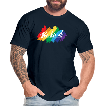 GU 'Be Kind' 🌈❤️ Pride Month Men’s Organic T-Shirt - deep navy