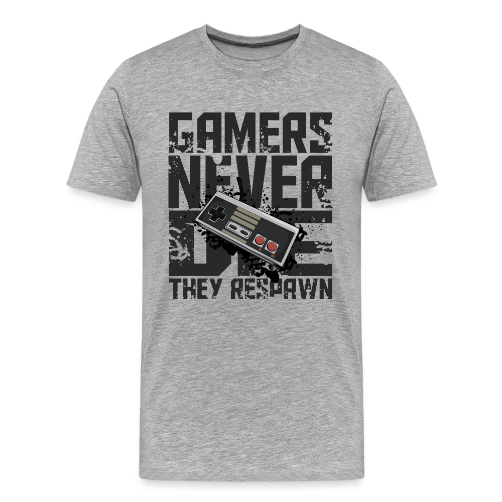 GU 'Gamers Never Die' Men’s Premium Organic T-Shirt  - NES - heather gray