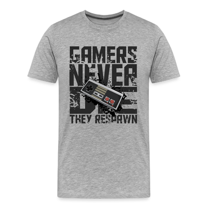 GU 'Gamers Never Die' Men’s Premium Organic T-Shirt  - NES - heather gray