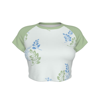 Women's All Over Print Raglan Crop Top