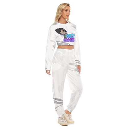 Women's iSLEYGaming White 'Pew-Pew' Cropped Sweatsuit