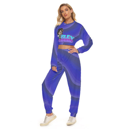 Women's iSLEYGaming Indigo 'Pew-Pew' Cropped Sweatsuit