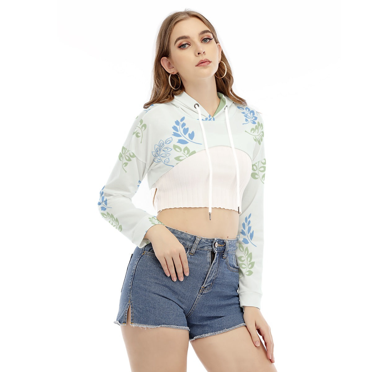 Women's All Over Print Cropped Smock Hoodie