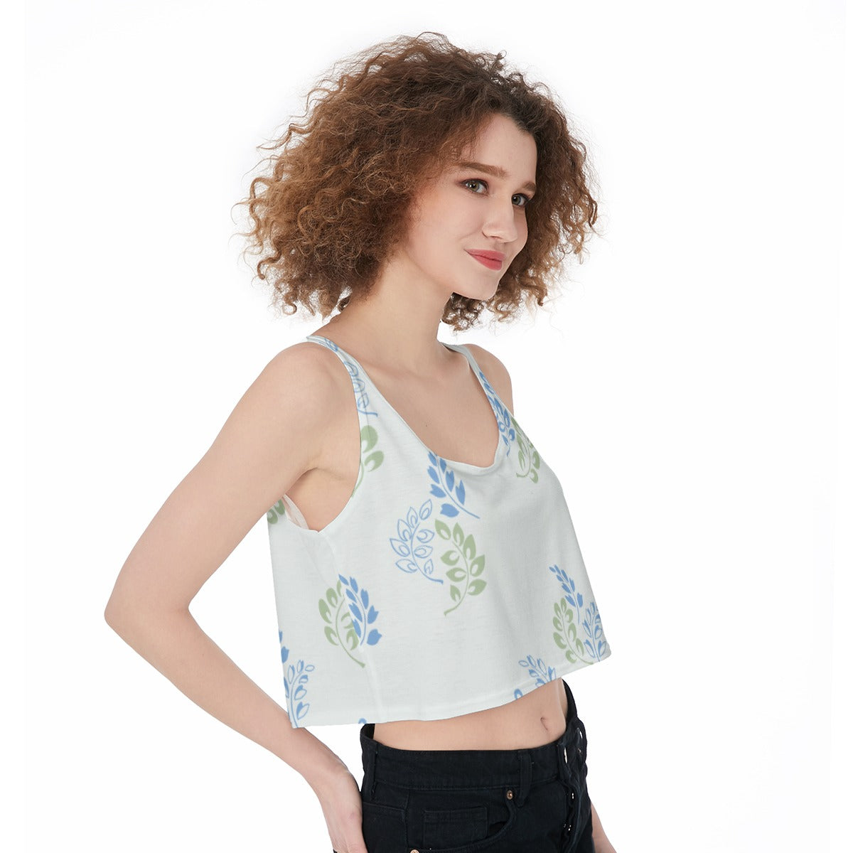 Women's All Over Print Cropped Flowy Tank Top