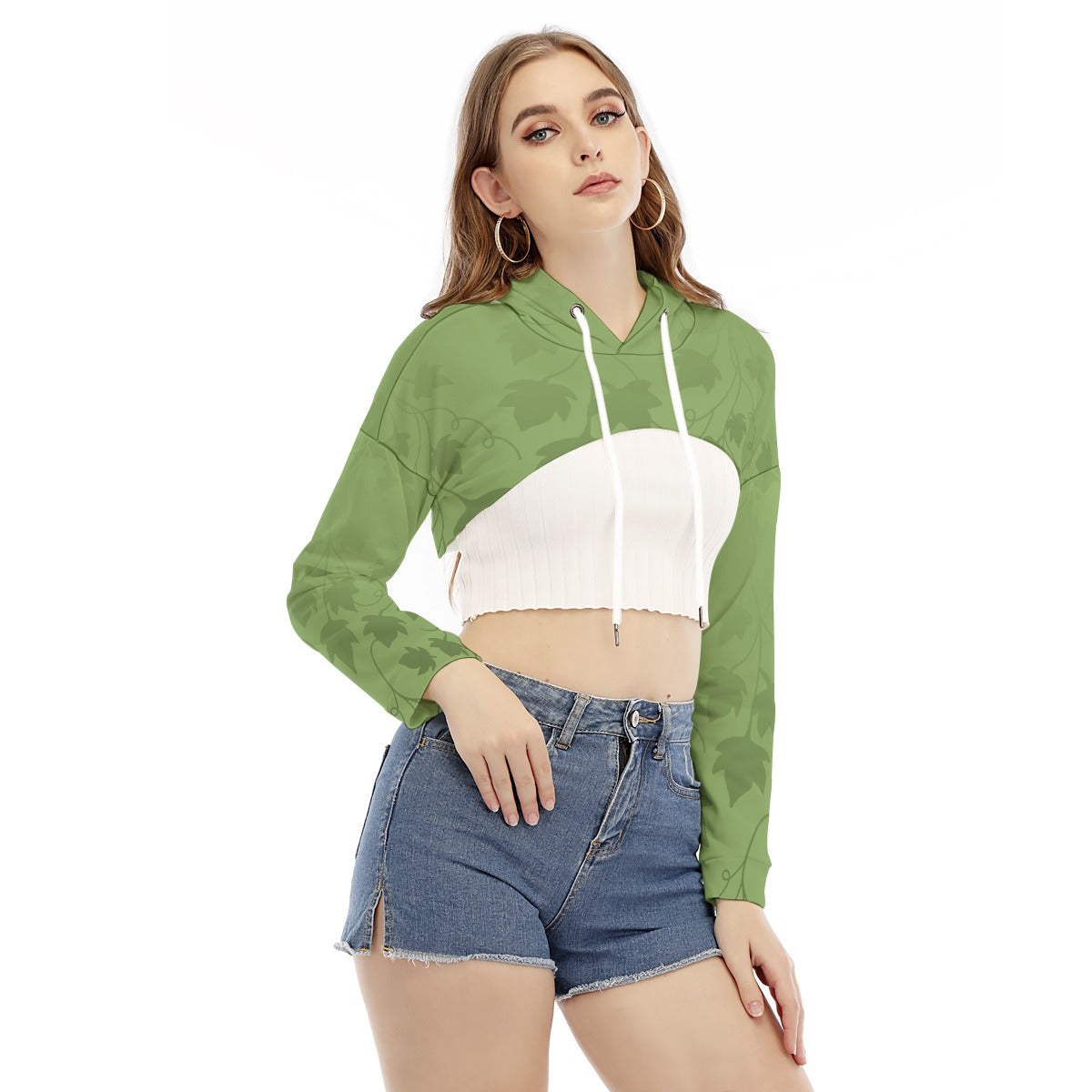 Women's Lady Nostia 'Spring Ivy' Cropped Smock Hoodie