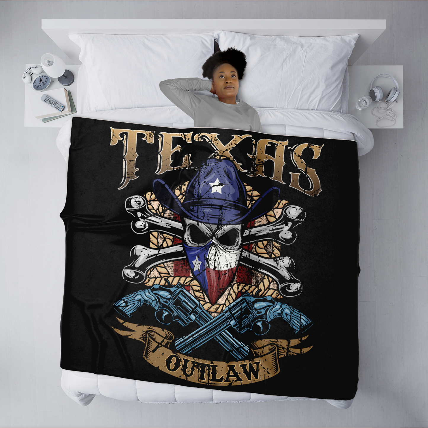 Texas Outlaw Skull and Bones Blanket