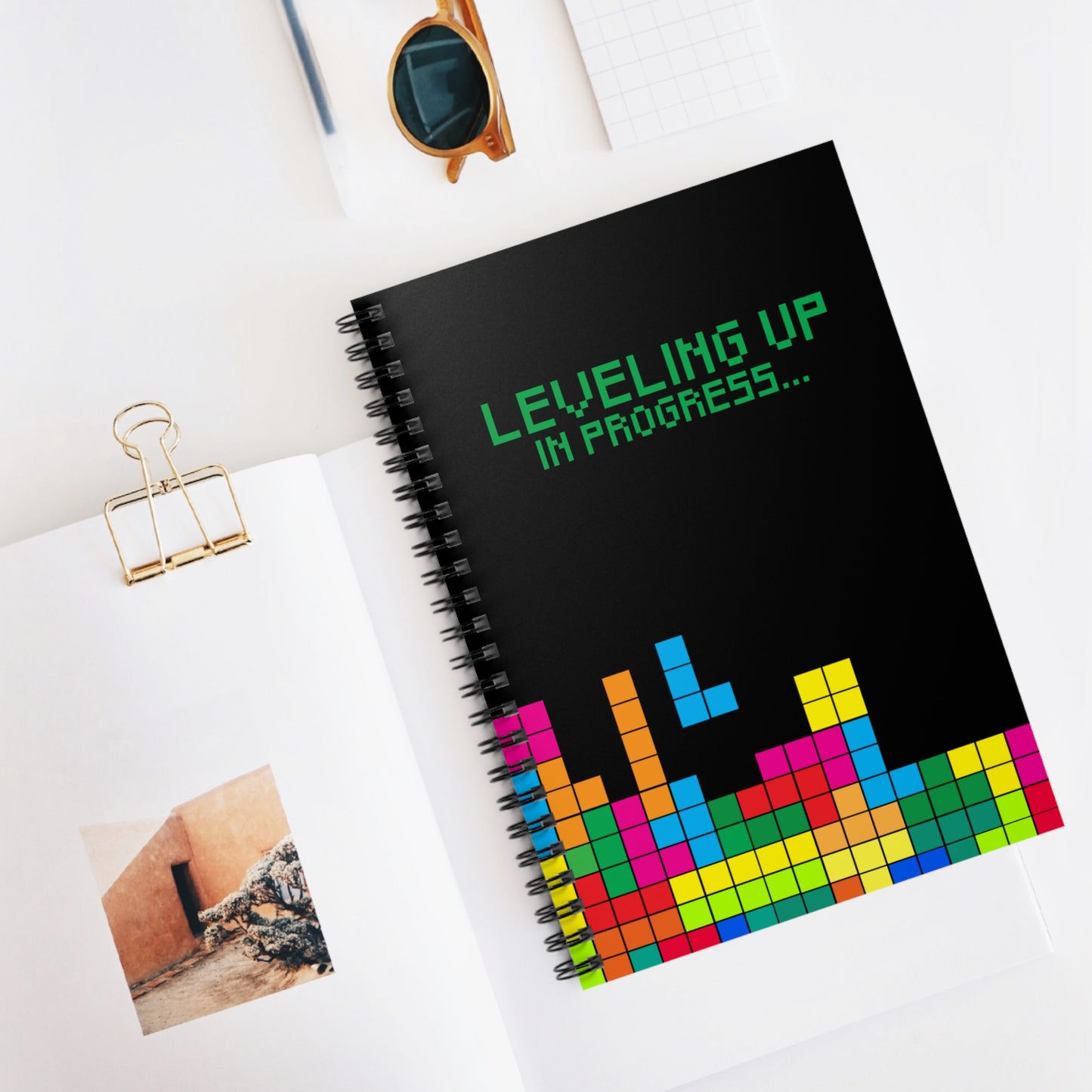 Tetris 'Leveling Up' Spiral Notebook