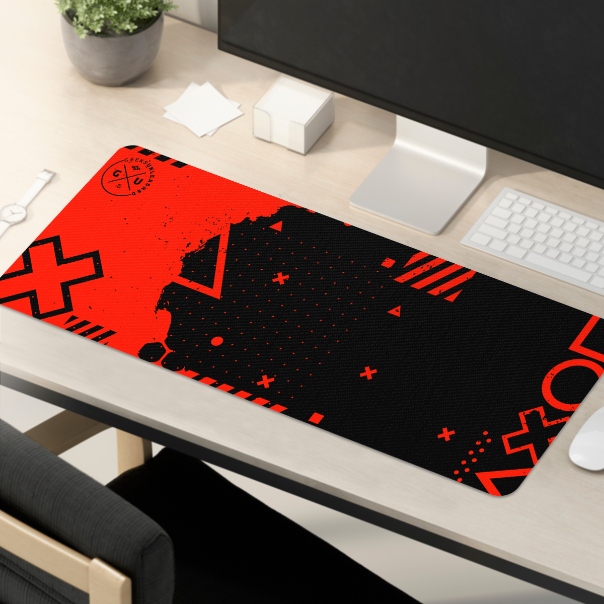 GU 'Gaming Icons' Red and Black Large Mouse Pad