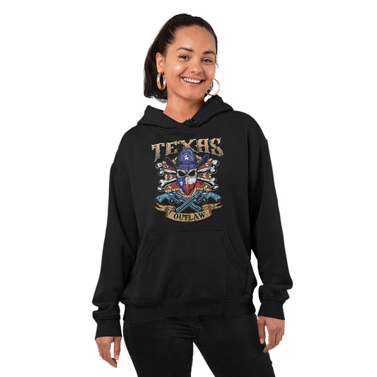 Adult Texas Outlaw Skull and Bones Hoodie