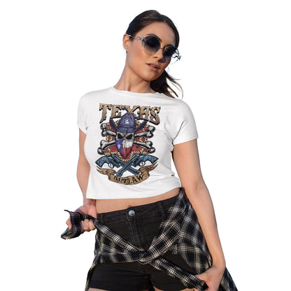 Women's Texas Outlaw Skull and Bones Cropped T-Shirt