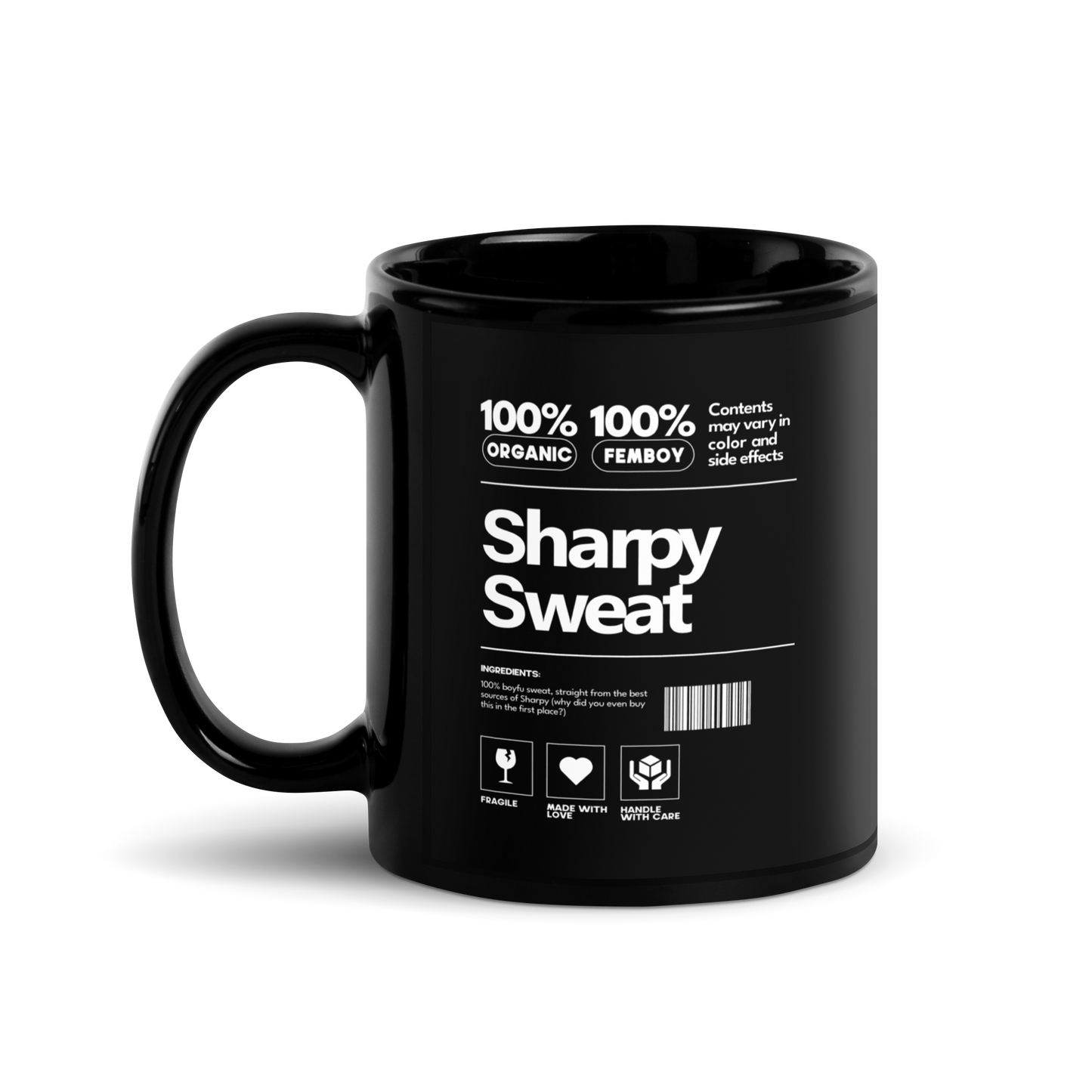 Sharpy Dot 'Sharpy Sweat' Black Glossy Mug