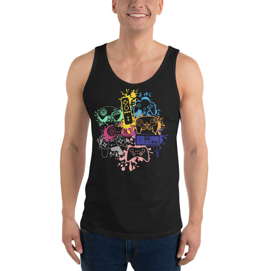 Men's 'Rainbow Controller Splash' Staple Tank Top